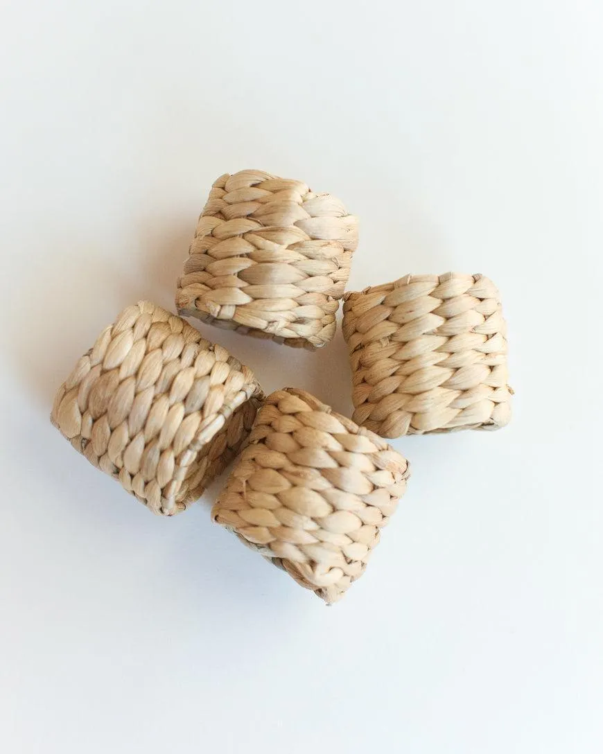 Set of 4 Napkin Rings, made from Water Hyacinth, Fair Trade, Vietnam