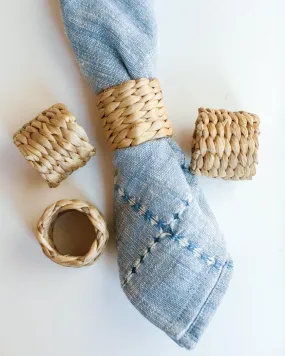 Set of 4 Napkin Rings, made from Water Hyacinth, Fair Trade, Vietnam
