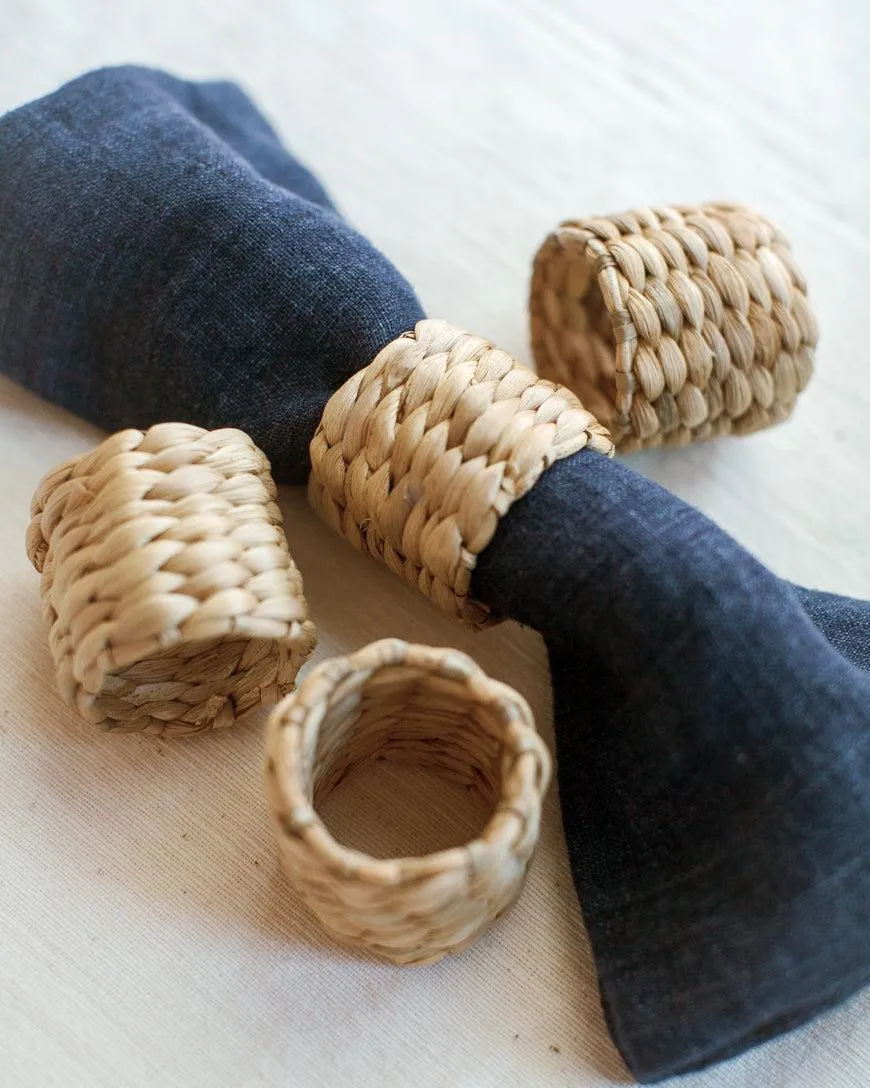 Set of 4 Napkin Rings, made from Water Hyacinth, Fair Trade, Vietnam