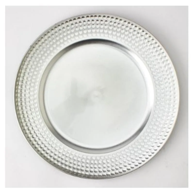 Silver plastic charger plate
