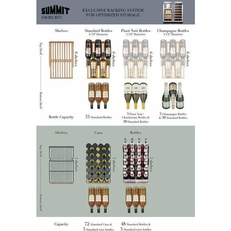 Summit 30" Wide Built-In Wine/Beverage Fridge SWBV3071
