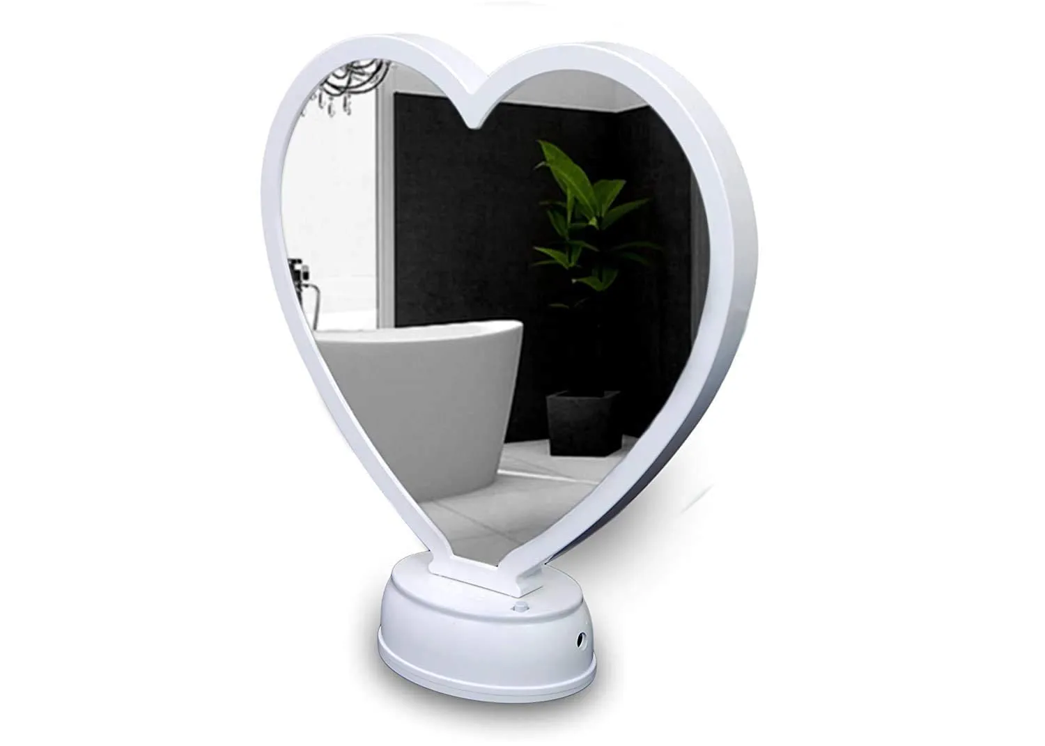 Surprise Wrap Personalized Customize Magic Mirror Cum Photo Heart Shape Tabletop Frame with LED Light (White)