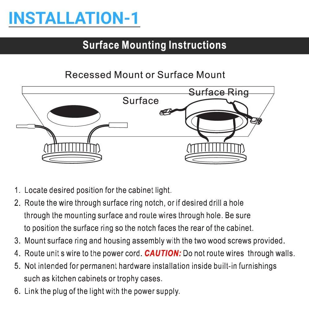 Swivel LED Puck Lights Kit with ETL List, Recessed or Surface Mount Design, CRI90, 3-Piece Kit With 12V Adaptor & Touch Dimmer, Linkable, 3x3.5 Watts, 750 Lumens, White