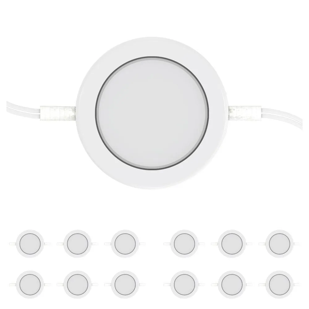 Swivel LED Puck Lights Kit with ETL List, Recessed or Surface Mount Design, CRI90, 3-Piece Kit With 12V Adaptor & Touch Dimmer, Linkable, 3x3.5 Watts, 750 Lumens, White