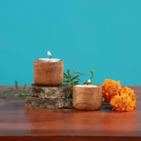 Tea Light Candle Holder | Wooden Smart Decor | Sphere Shaped | Set of 2