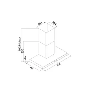 Tecno 90cm Round Profile Chimney Hood KA 9008 PACKAGE 2