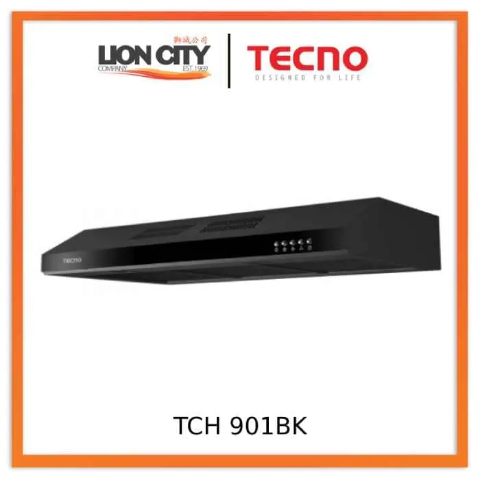 Tecno TCH 901SS/WH/BK Slim Line Designer Hood with Maxi-Flow Motor