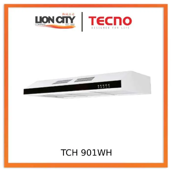 Tecno TCH 901SS/WH/BK Slim Line Designer Hood with Maxi-Flow Motor