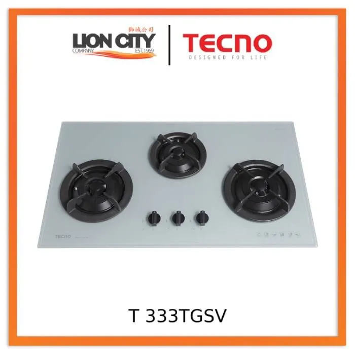 Tecno Uno T 333 TGSV Toughened Glass Hob (SCHOTT)  86cm, V.V.S  3 Burners (2x Big, 1x Medium)