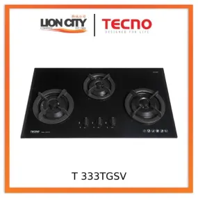 Tecno Uno T 333 TGSV Toughened Glass Hob (SCHOTT)  86cm, V.V.S  3 Burners (2x Big, 1x Medium)