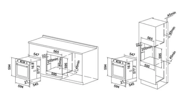 Tecno Uno TBO 7010 Built-In Oven Frame 73L, 10 Functions
