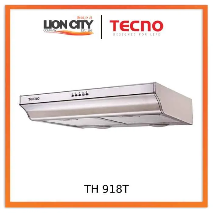 Tecno Uno TH 918 T Slim Line Hood Stainless Steel 90cm, Twin Motor