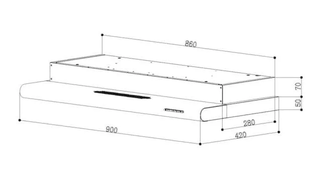 Tecno Uno TH 958 TL Slim Line Hood Stainless Steel 90cm, Twin Motor