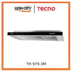 Tecno Uno TH 979 - 3M / SS Slim Line Hood S/S w/ Black Panel 90cm, 3 Motors