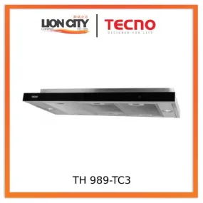 Tecno Uno TH 989 - TC3 / SS Slim Line Hood S/S w/ Black Panel 90cm, 3 Motors,Touch Control