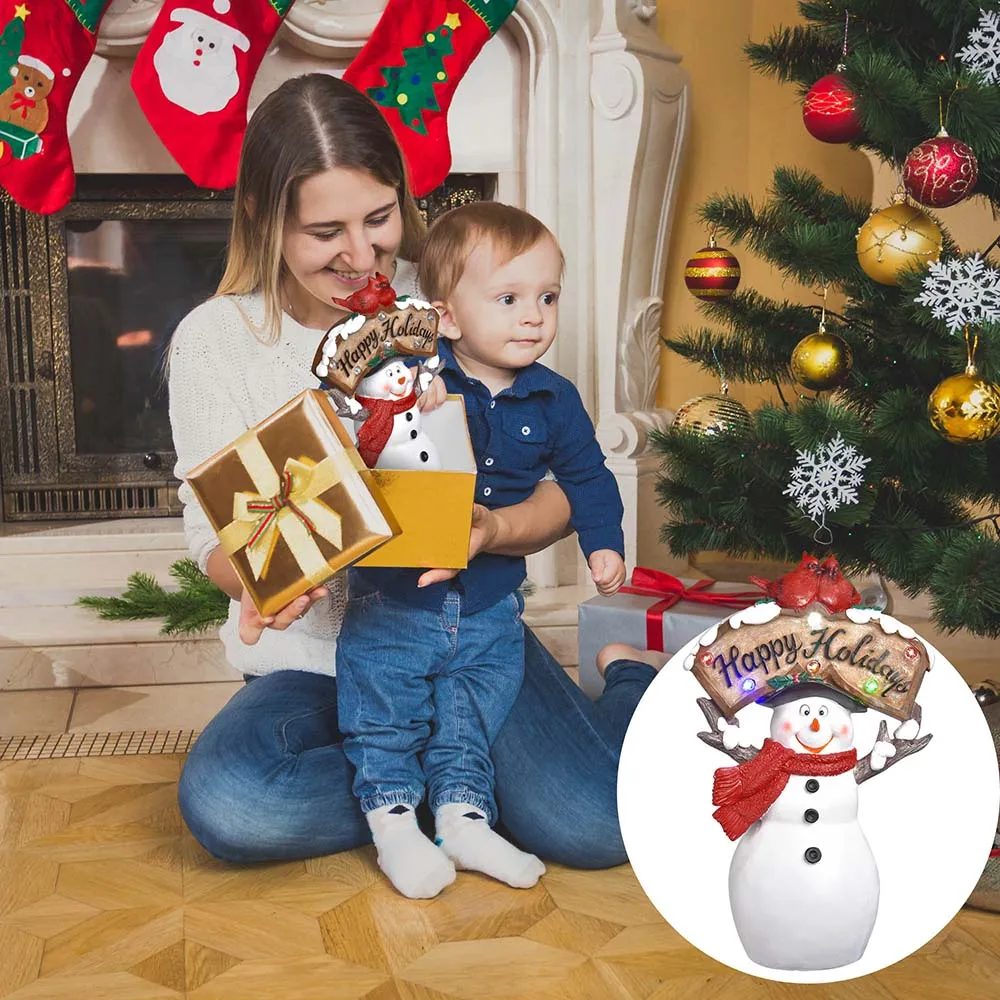 TheLAShop Christmas Figurine with LED Lights (Santa Snowman Optional)