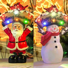 TheLAShop Christmas Figurine with LED Lights (Santa Snowman Optional)