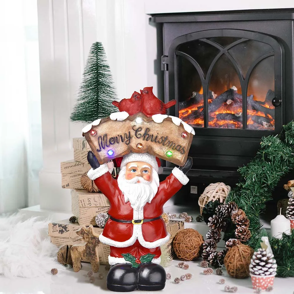 TheLAShop Christmas Figurine with LED Lights (Santa Snowman Optional)