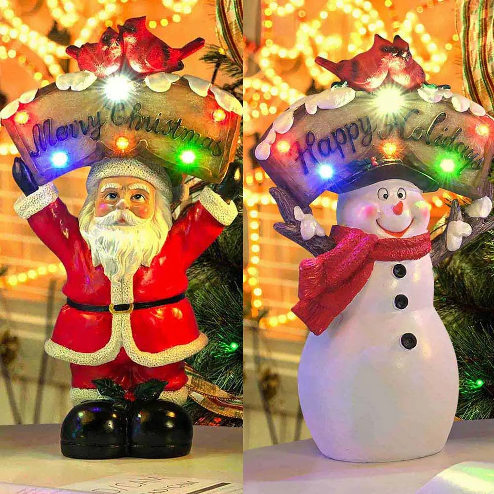TheLAShop Christmas Figurine with LED Lights (Santa Snowman Optional)