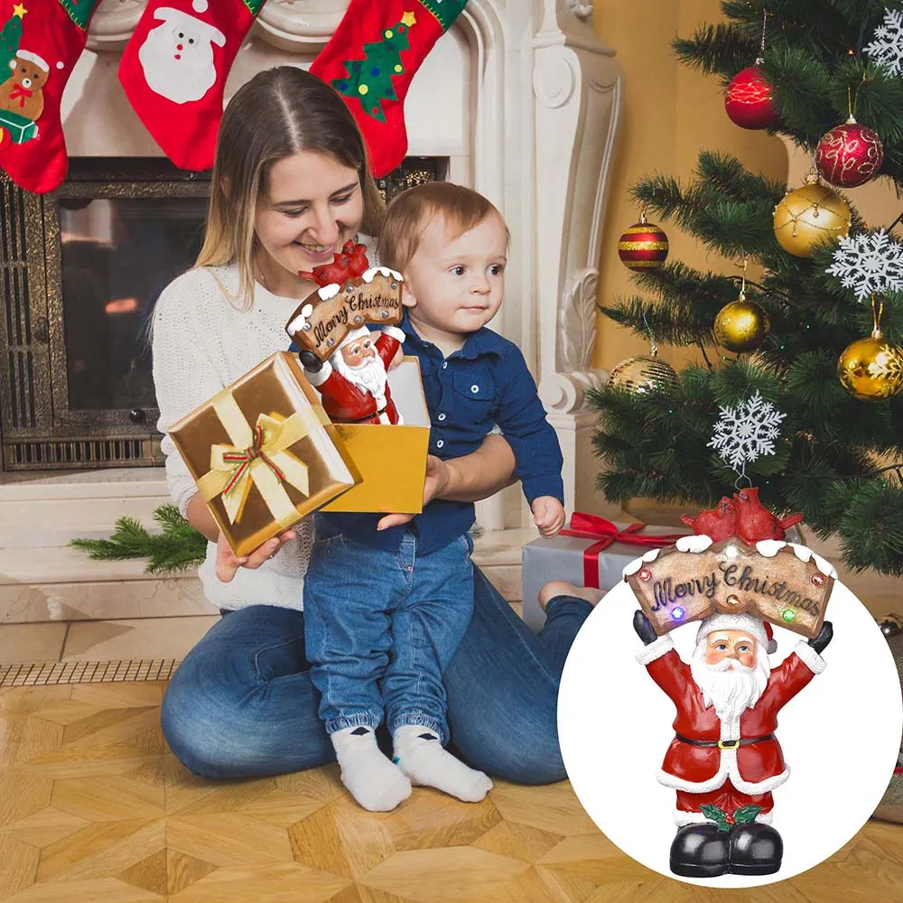 TheLAShop Christmas Figurine with LED Lights (Santa Snowman Optional)