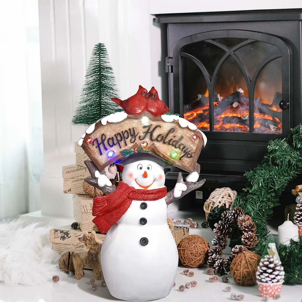 TheLAShop Christmas Figurine with LED Lights (Santa Snowman Optional)