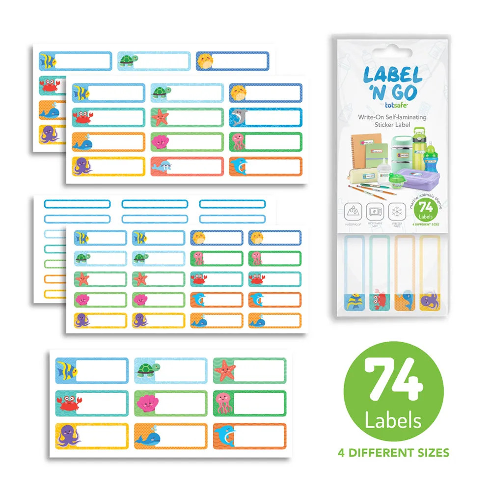 Totsafe Label N Go Write-On Self Laminating Stickers: Marine Theme