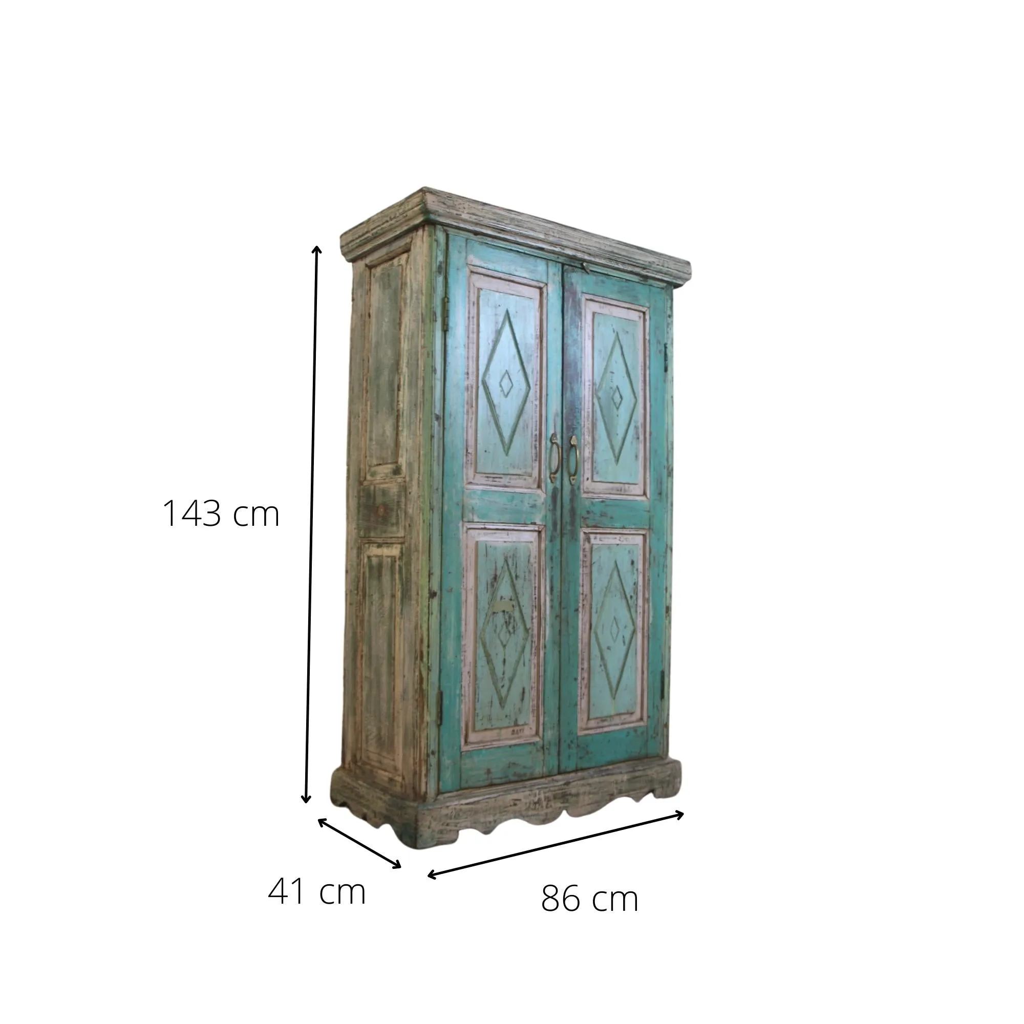 Vintage Teak Cabinet, Teal and Cream