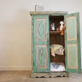 Vintage Teak Cabinet, Teal and Cream