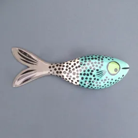 Wall-Mounted Fish Ornament in Blue with Spots