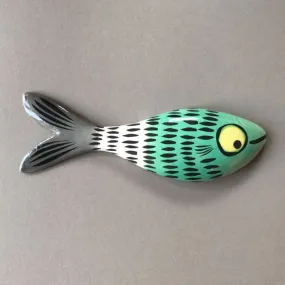 Wall-Mounted Fish Ornament in Green with Scales