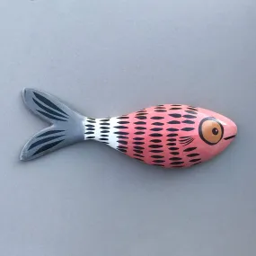 Wall-Mounted Fish Ornament in Red with Scales