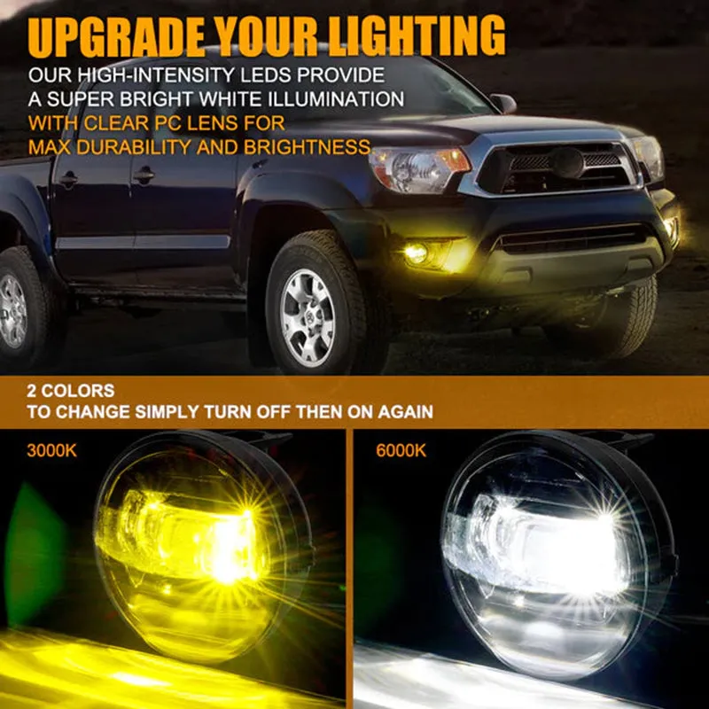 White/Yellow LED Fog Lights for 2005-2011 Toyota Tacoma