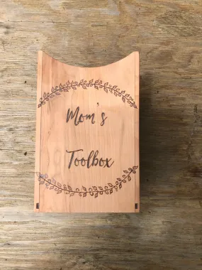 Wood Utensil Holder with Wood Burned Designs:  Mom's Toolbox