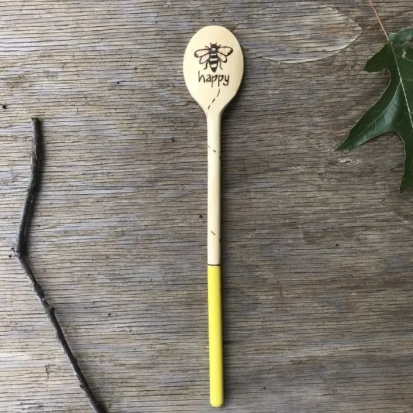 Wooden Cooking Spoon:  Bumblebee Be Happy