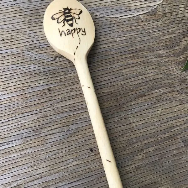 Wooden Cooking Spoon:  Bumblebee Be Happy
