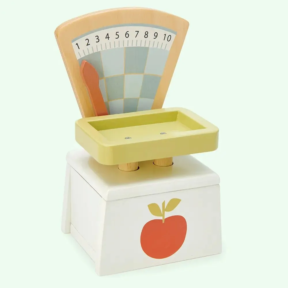 Wooden Market Scales Play Food
