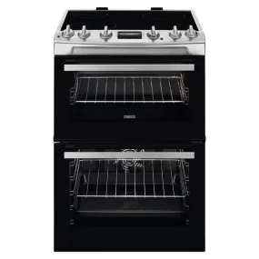 Zanussi 60cm Freestanding Double Oven Cooker With Ceramic Hob - Stainless Steel | ZCV66250XA
